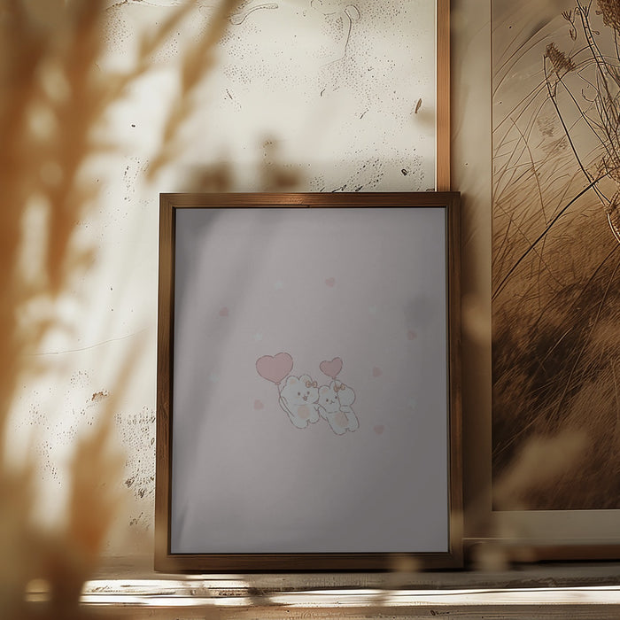 Kawaii Bunny Framed Art Wall Decor