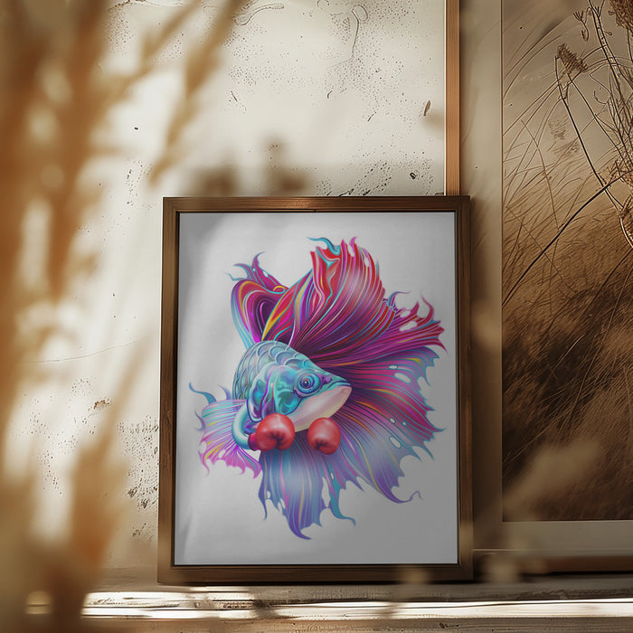 FIGHTHING FISH Framed Art Modern Wall Decor