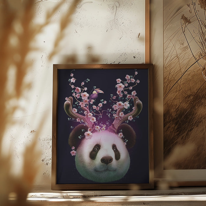 panda horns up Framed Art Modern Wall Decor