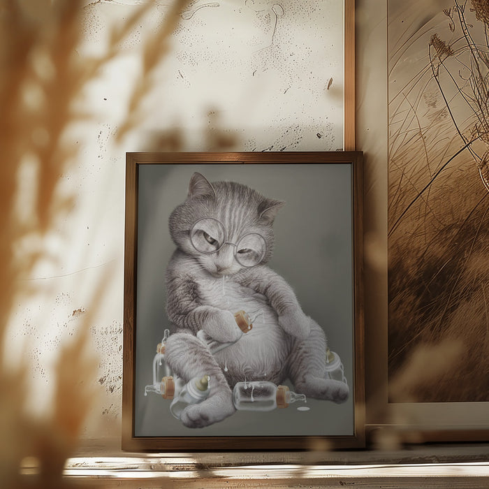 greedy cat Framed Art Wall Decor