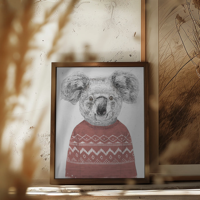 Winter koala (red) Framed Art Modern Wall Decor