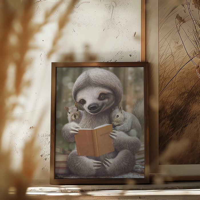 SLOTH SHARING KNOWLEDGE Framed Art Modern Wall Decor