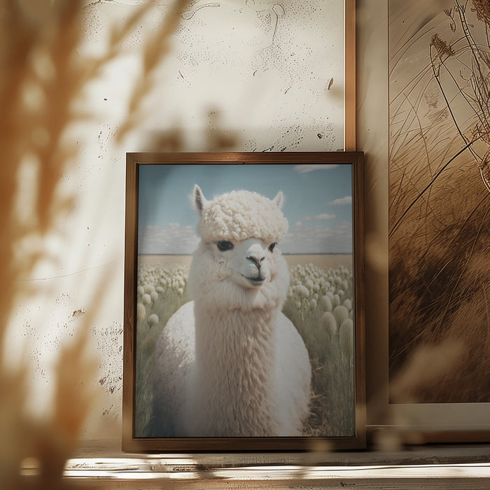 Cute Llama Framed Art Modern Wall Decor