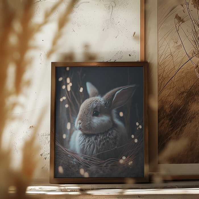 Bunny In The Nest Framed Art Modern Wall Decor