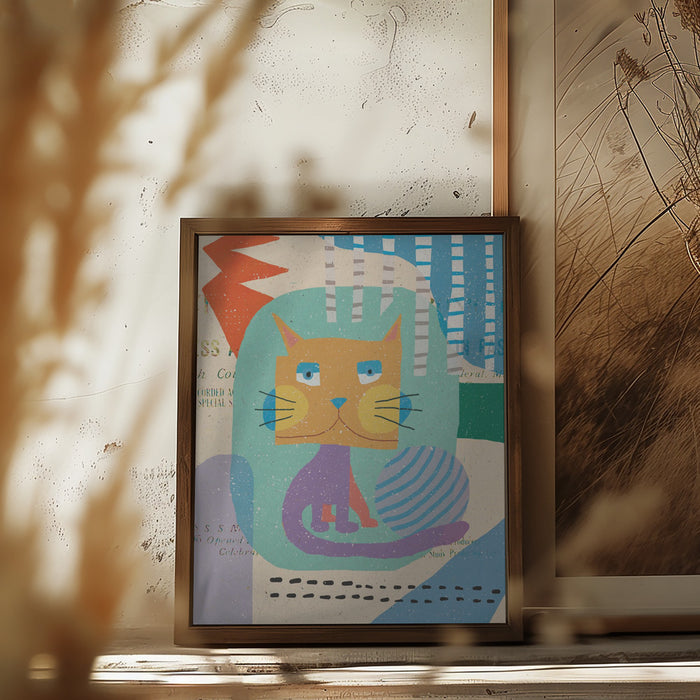 Fat Cheeks Cat Framed Art Modern Wall Decor