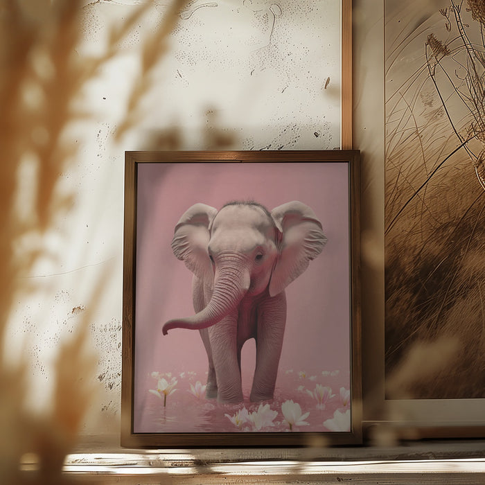 Young Elephant Framed Art Modern Wall Decor