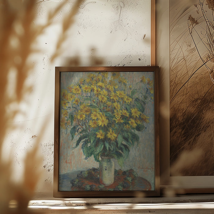 Jerusalem Artichoke Flowers Framed Art Modern Wall Decor