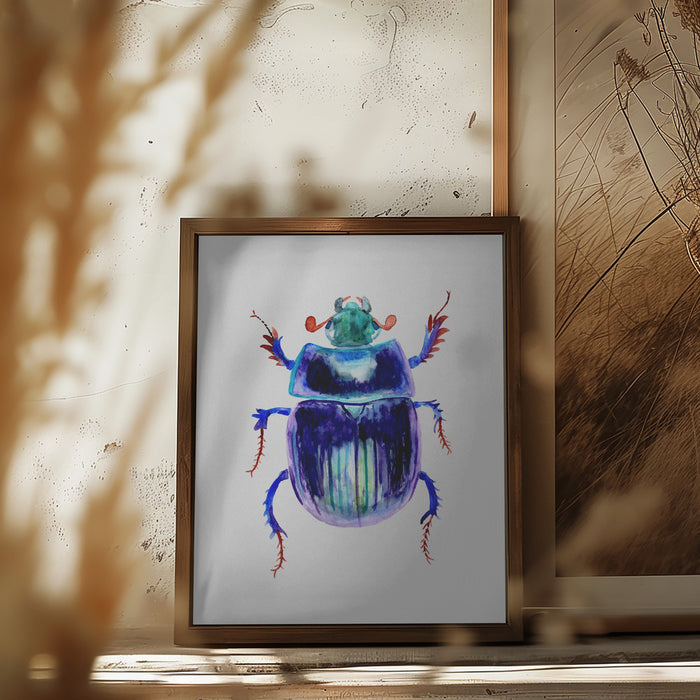 Earth-boring dung beetle or Anoplotrupes stercorosus Framed Art Modern Wall Decor