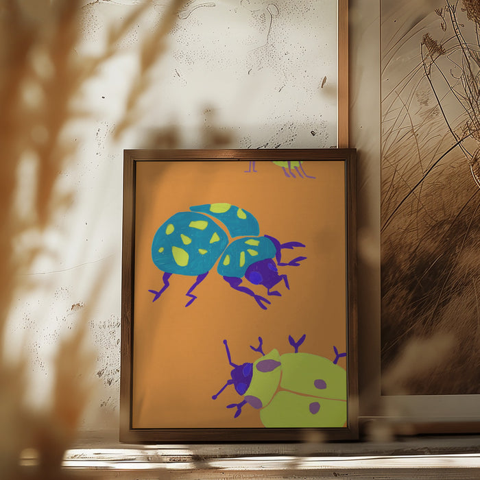 Sunny Ladybugs Framed Art Modern Wall Decor