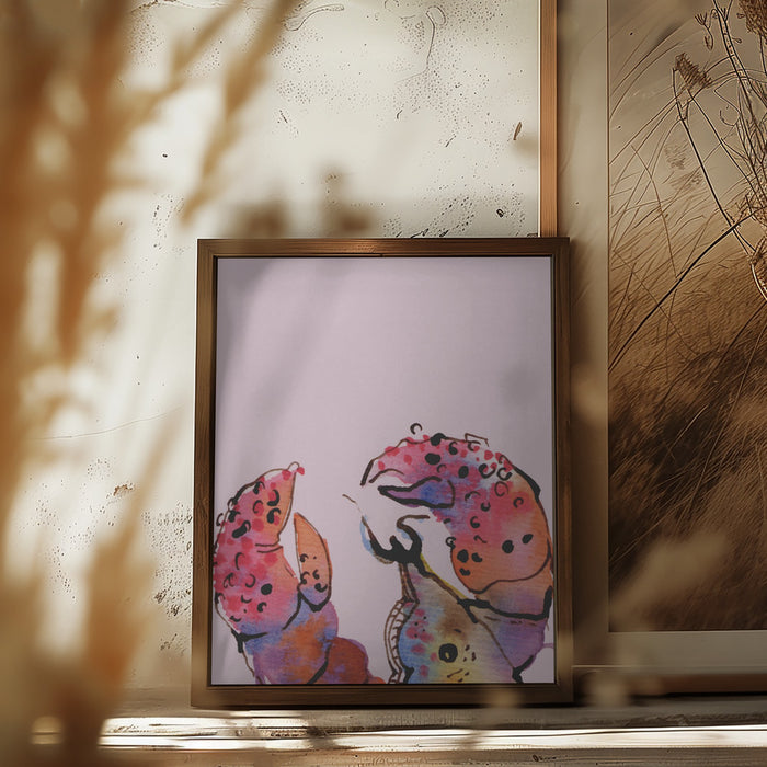 Lobster On Pink Framed Art Wall Decor