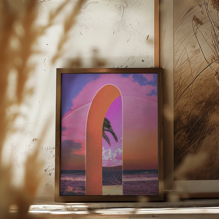 Portal Vaporwave Framed Art Modern Wall Decor