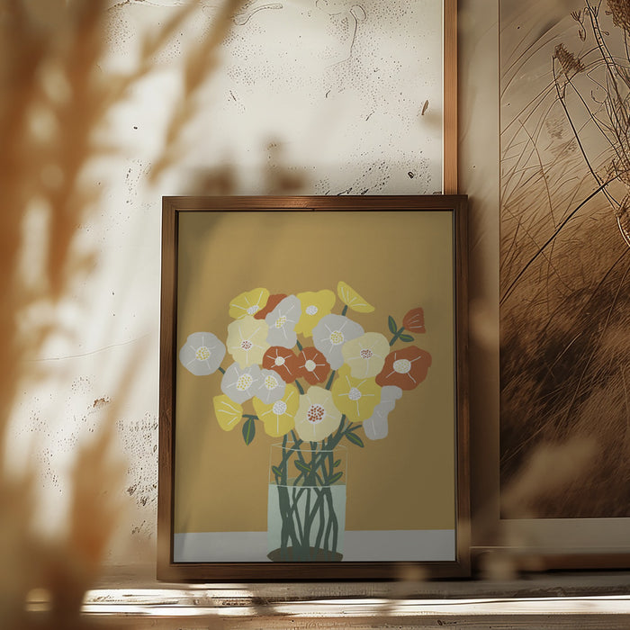 Vase of Flowers Framed Art Modern Wall Decor