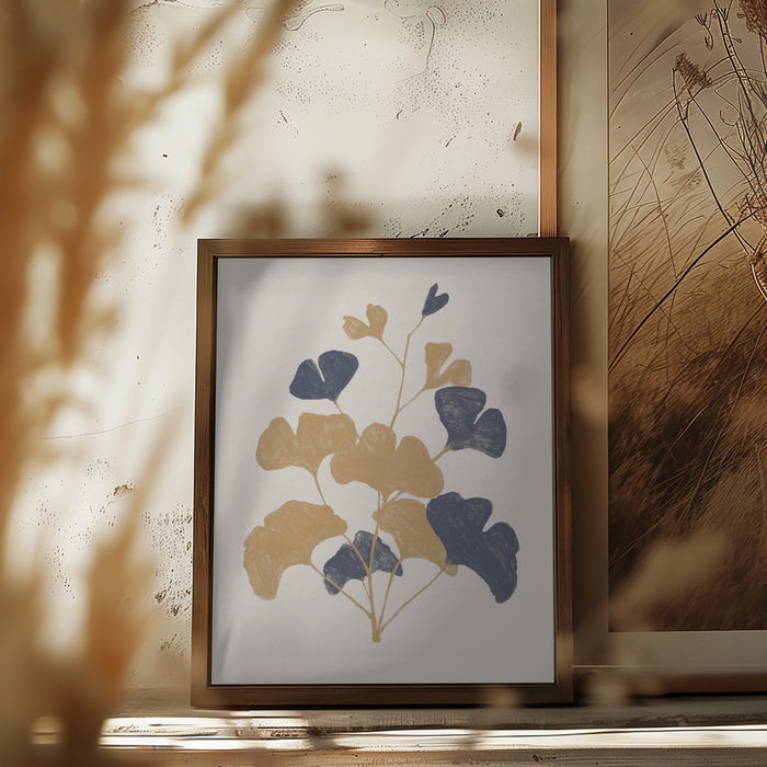 Golden Ginko Framed Art Wall Decor