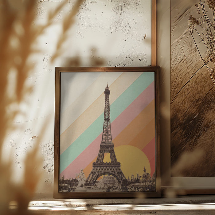 Eiffel Tower Rainbow Framed Art Modern Wall Decor