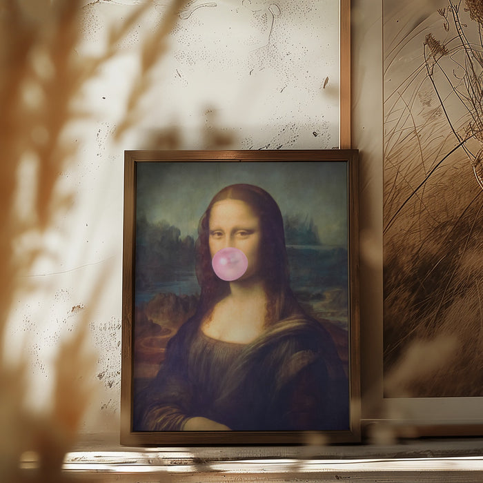 Mona Lisa Bubble Gum Framed Art Modern Wall Decor