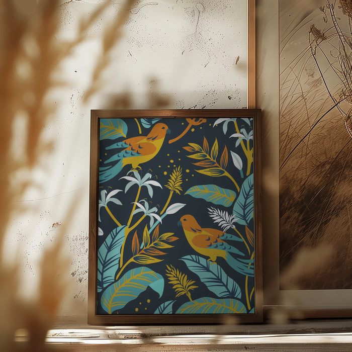 Birds and Plants Framed Art Wall Decor