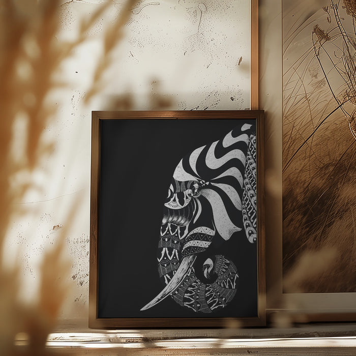 Ornate Elephant Framed Art Wall Decor