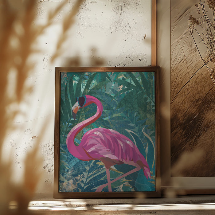 Flamingo in the Jungle Framed Art Modern Wall Decor