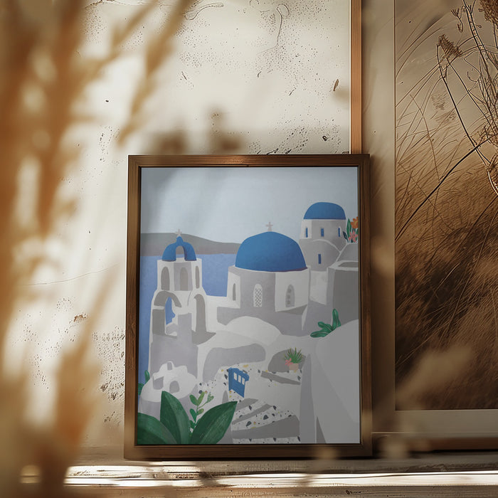 Santorini island Framed Art Modern Wall Decor
