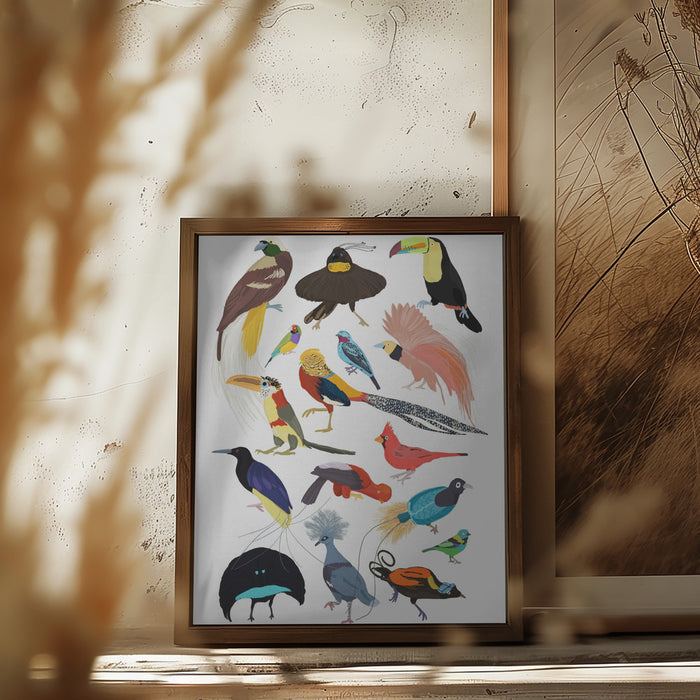 Birds of Paradise Framed Art Modern Wall Decor