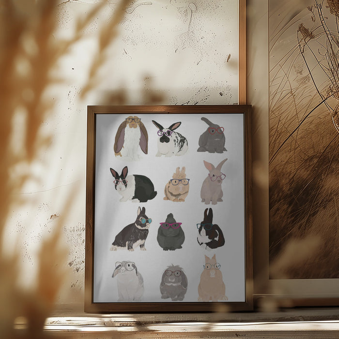 Rabbit Family Framed Art Wall Decor