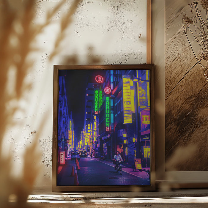 Neon Street Framed Art Modern Wall Decor