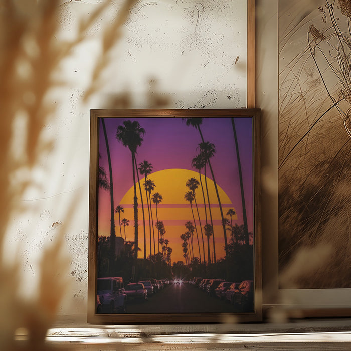 Retro Sunset Framed Art Modern Wall Decor