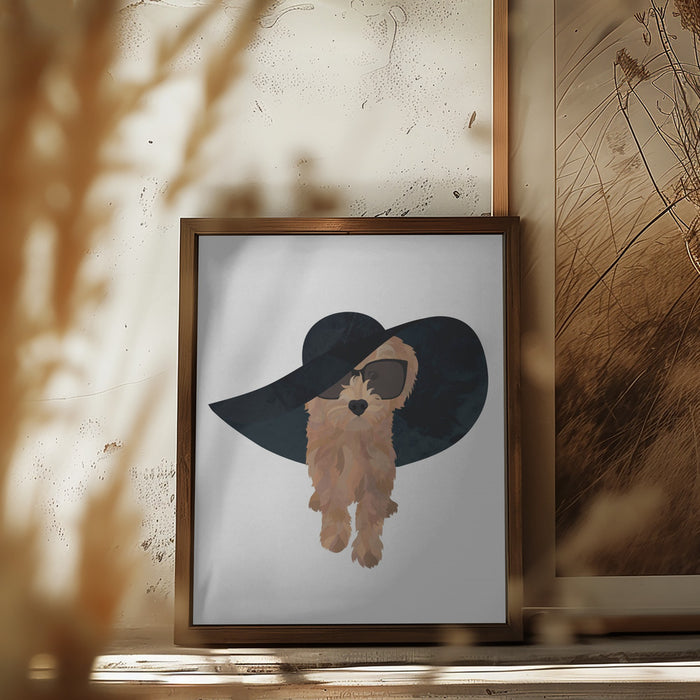 Cockapoo Sun Hat Framed Art Wall Decor