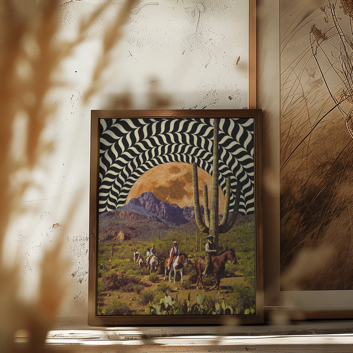 Illusionary Cowboys Framed Art Modern Wall Decor