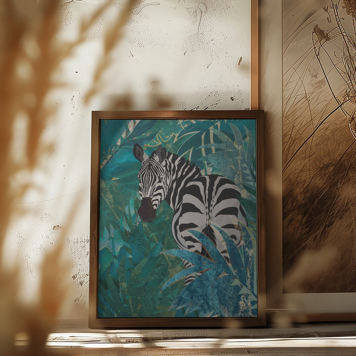 Zebra in the jungle 1 Framed Art Wall Decor