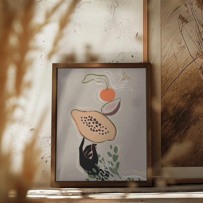 Balancing Fruits Framed Art Modern Wall Decor