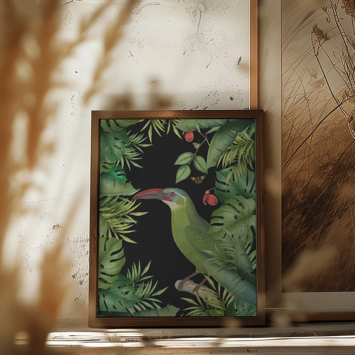 Jungle With Green Toucan Framed Art Modern Wall Decor