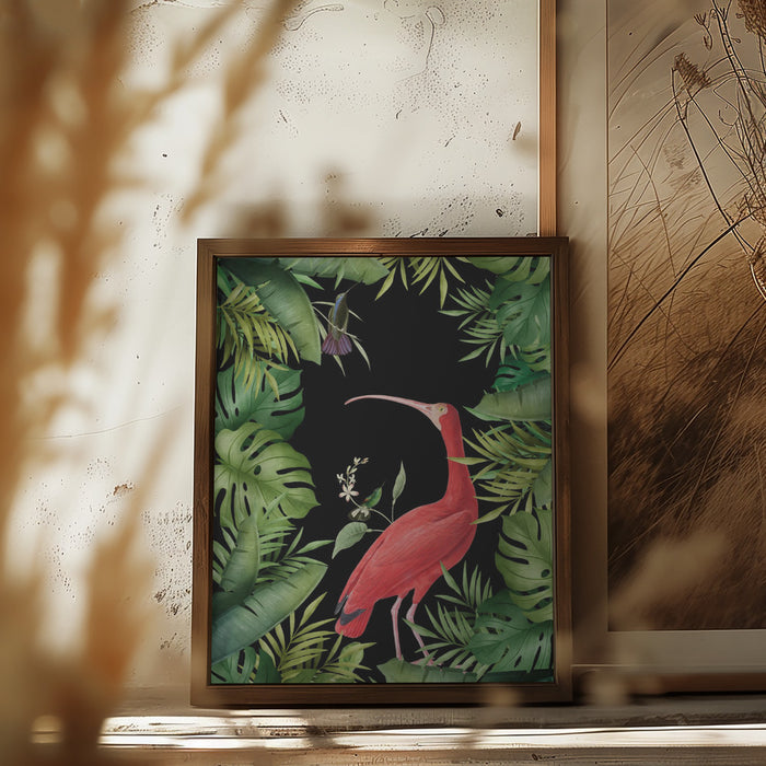 Jungle With Heron Framed Art Wall Decor