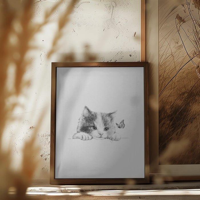 Black Cat Framed Art Modern Wall Decor