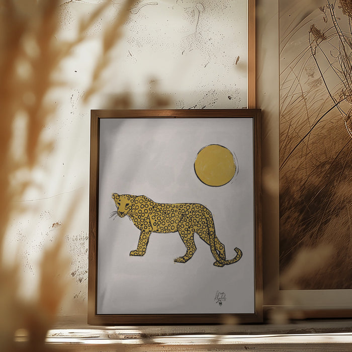 Leopard and Sun   Erum Khalili.png Framed Art Modern Wall Decor