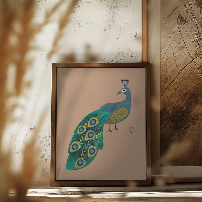 Peacock Erum Khalili.png Framed Art Modern Wall Decor