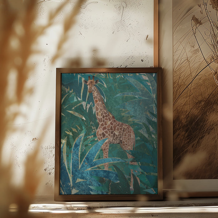 Giraffe in the jungle Framed Art Modern Wall Decor