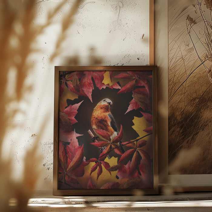 Bird Autumn Framed Art Modern Wall Decor