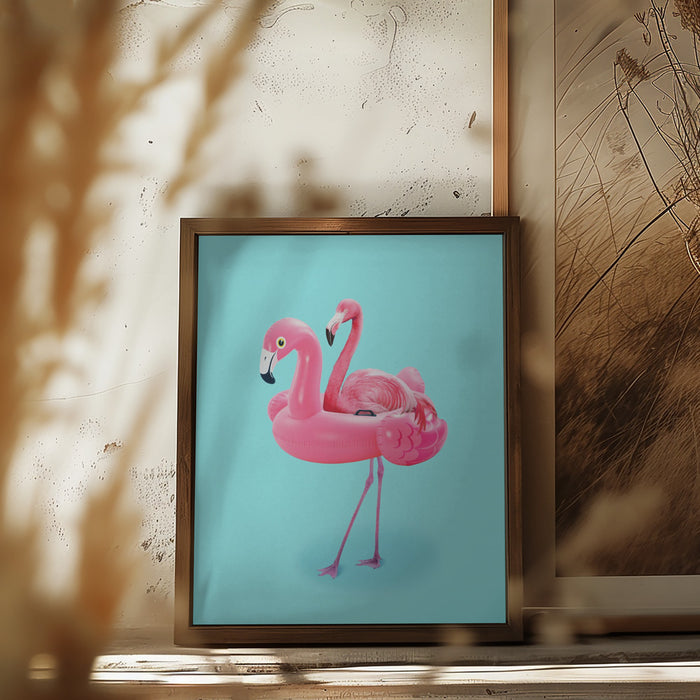 Flamingo on Resort Framed Art Modern Wall Decor
