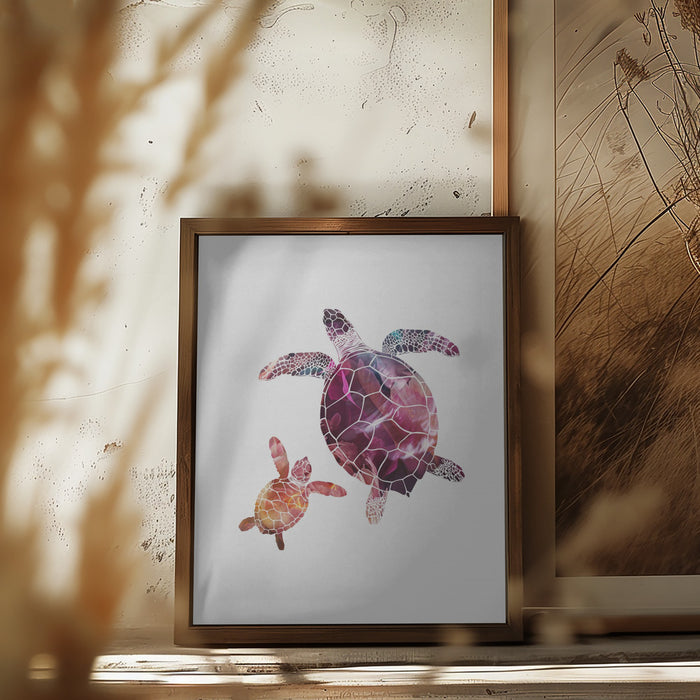 Abstract pink turtles Framed Art Wall Decor