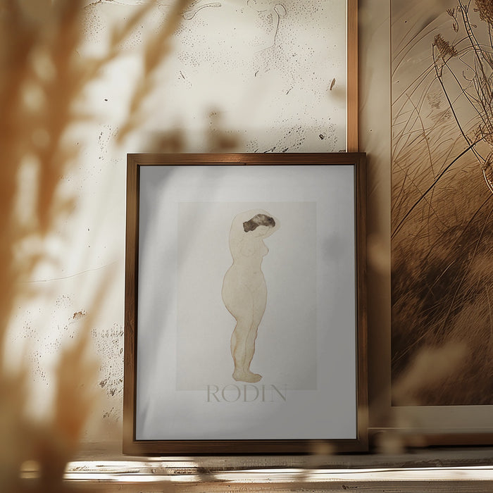 Nude, Standing With Hands On Head Framed Art Modern Wall Decor