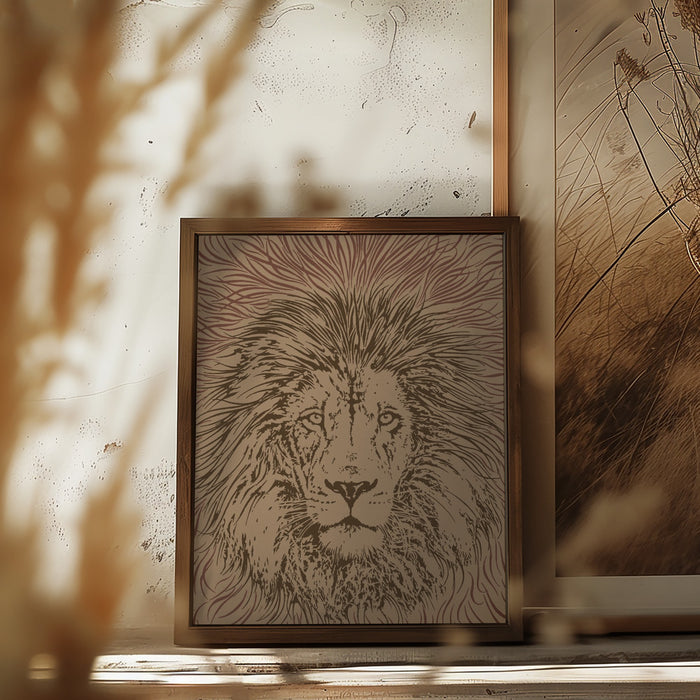 Lion Face King of the Beasts Framed Art Modern Wall Decor