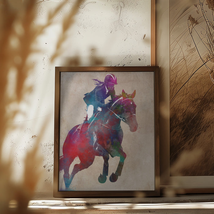 Horse Rider Framed Art Modern Wall Decor