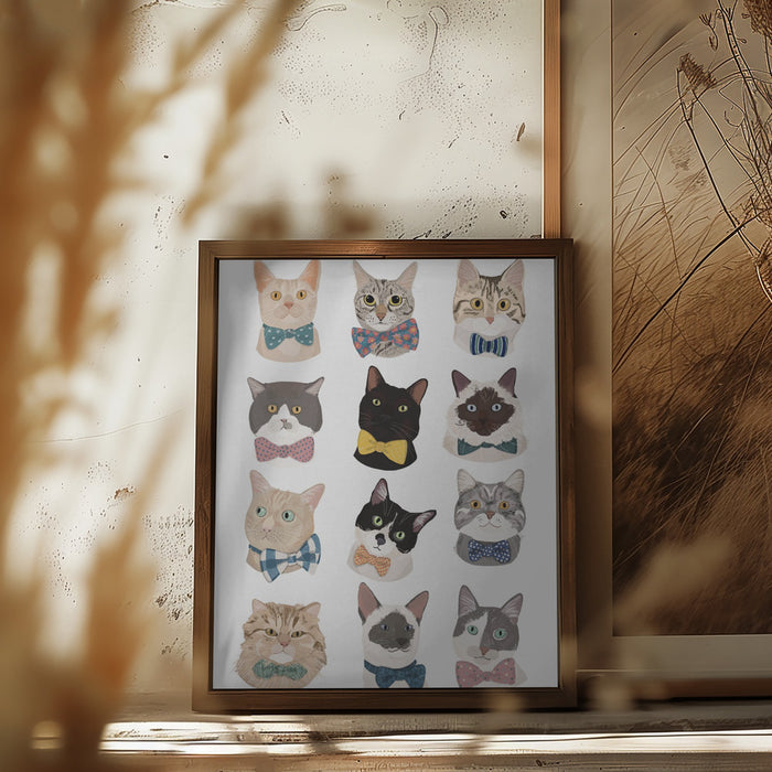 Cats In Bow Tie Framed Art Wall Decor