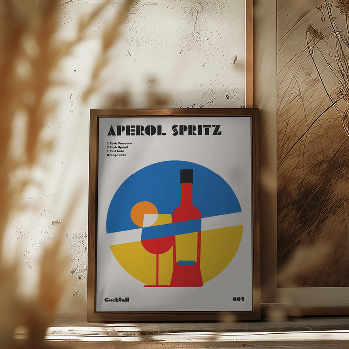 Aperol Spritz Cocktail Bauhaus Art Print Framed Art Modern Wall Decor