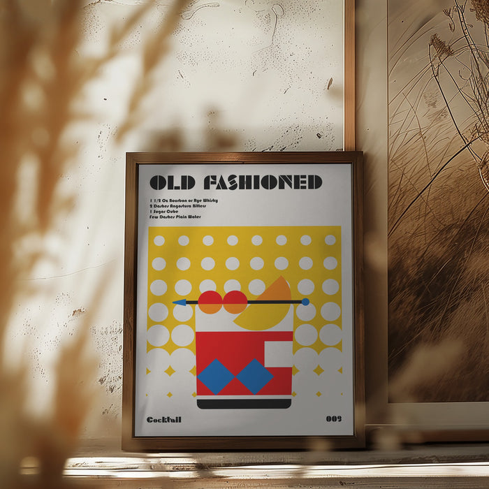 Old Fashioned Bauhaus Cocktail Framed Art Modern Wall Decor