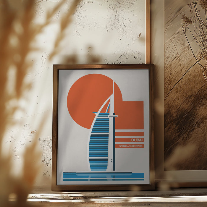 Dubai Burj Al Arab Minimalist Retro Travel Print Framed Art Modern Wall Decor