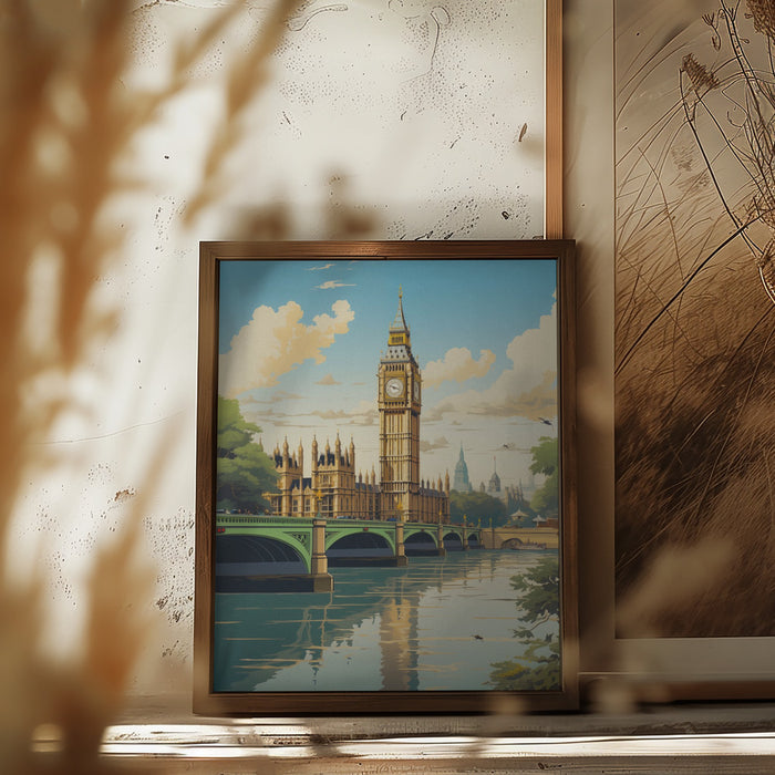 View of London Framed Art Modern Wall Decor