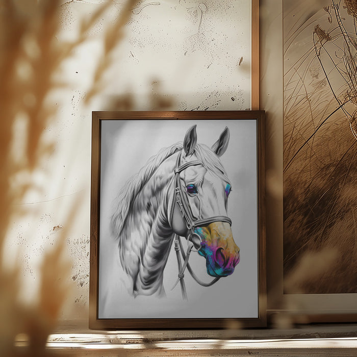 Horse Wild Tribal Illustration Art 03 Framed Art Modern Wall Decor