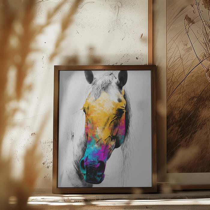 Horse Wild Tribal Illustration Art 08 Framed Art Modern Wall Decor